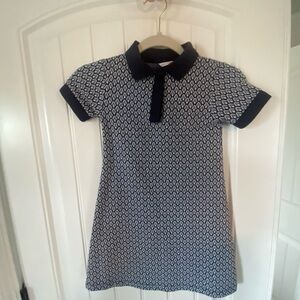 Zara Kids polo knit sweater mini dress navy jaquard print short sleeve girls